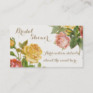 Vintage Floral Weißwaschung Frühlings-Brautparty Visitenkarte