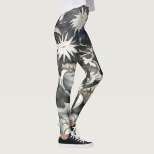 Vintage floral whimsical Art Grau Leggings