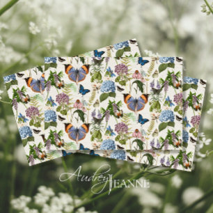 Vintage Floral Wiadow Butterfly Ephemere Decoupage Seidenpapier