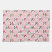 Vintage Floral Wild Roses Pink Striped Geschirrtuch (Horizontal)