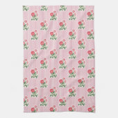 Vintage Floral Wild Roses Pink Striped Geschirrtuch (Vertikal)