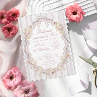 Vintage Floral Will Nur Eins Erster Geburtstag Einladung