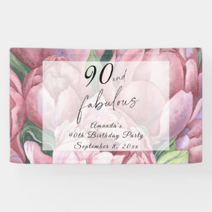 Vintage florale 90. Geburtstagsparty Banner