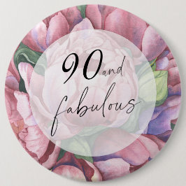 Vintage florale 90. Geburtstagsparty Button