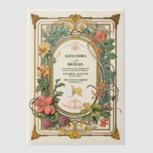 Vintage Florale Art Nouveau Hochzeit Pergament Einladungen