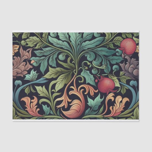 Vintage florale Blätter Pomegranates Geschenke Dec Seidenpapier (Vorderseite)