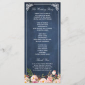 Vintage Florale Blaue Kreidetafel Hochzeitsprogram Programm (Rückseite)