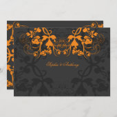 Vintage florale Blüh Orange Wedding Einladung (Vorne/Hinten)