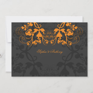 Vintage florale Blüh Orange Wedding Einladung