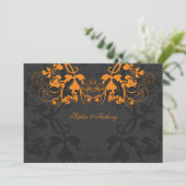 Vintage florale Blüh Orange Wedding Einladung (Stehend Vorderseite)
