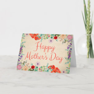Vintage florale Blume blühen glücklich Muttertag Karte