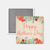 Vintage florale Blume blühen glücklich Muttertag Magnet (Vorderseite/Rückseite)