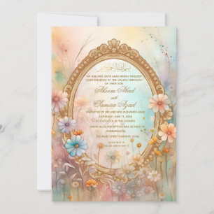 Vintage florale Blume Einladung zur Hochzeit