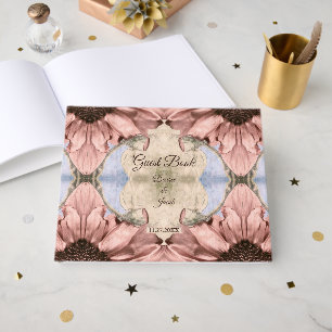 Vintage Florale Blush Rosa Wasserfarbenen Hochzeit Gästebuch