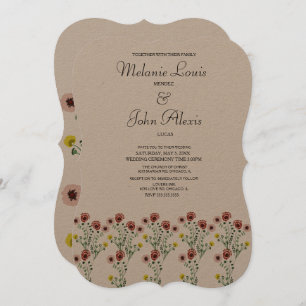 Vintage florale Botanische bestickte Hochzeitskuns Einladung
