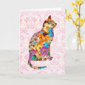 Vintage florale Chat Art Note Card Karte (Gelbe Blume)
