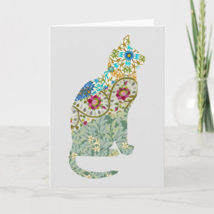 Vintage florale Chat Art Note Card Karte
