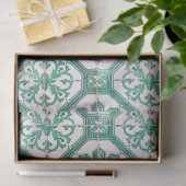 Vintage florale Delft Green Tile Decoupage Seidenpapier (Geschenk)