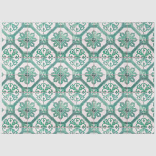 Vintage florale Delft Green Tile Decoupage Seidenpapier