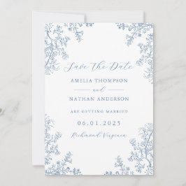 Vintage florale dusty Blue Wedding rettet das Datu Save The Date