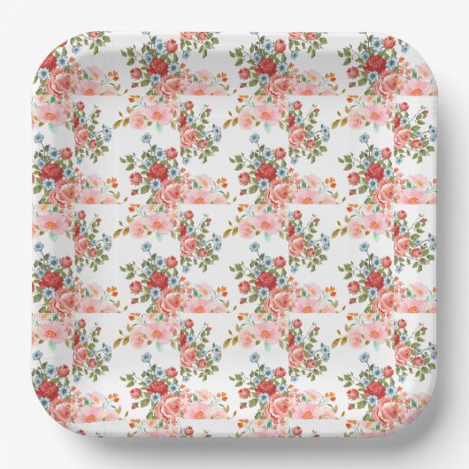 Vintage florale Elegance Pappteller (Vorderseite)
