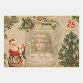 Vintage florale EphemeratCollage Geschenkpapier Set