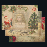 Vintage florale EphemeratCollage Geschenkpapier Set<br><div class="desc">Feierliches und buntes Trio mit Weihnachtsbildern der Jahrtausende mit Weihnachtsmann,  Heiligen,  Poinsettia,  Engeln,  Musik,  Gravierungen und rustikalen Kiefern auf den grungelösten Goldparkflächen. Geeignet für Dekodierungs- und Weihnachtsarbeiten.</div>