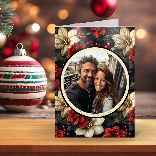 Vintage florale Faltschachtel Weihnachtskarte Feiertagskarte