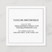 Vintage florale Fine Line-Visitenkarte Quadratische Visitenkarte (Rückseite)