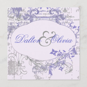 Vintage Florale Fleur De Lis Lavendel Hochzeit Einladung