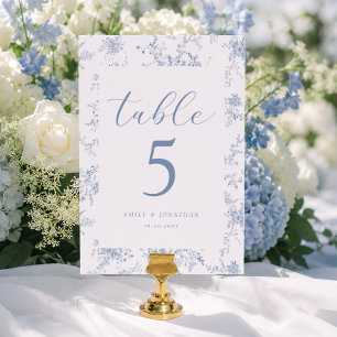 Vintage Florale Französische Blaue Hochzeit Tischnummer