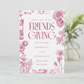 Vintage florale Freundschaft Einladung (Stehend Vorderseite)