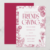 Vintage florale Freundschaft Einladung (Vorne/Hinten)