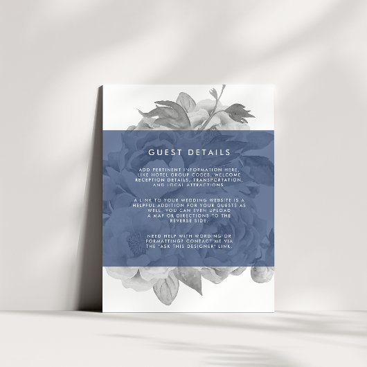 Vintage florale Gästekarte | Marine Begleitkarte