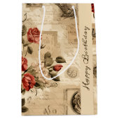 Vintage florale Geburtstagsgeschenktasche Mittlere Geschenktüte (Vorderseite)