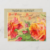 Vintage florale Geburtstagskarte Postkarte (Vorne/Hinten)