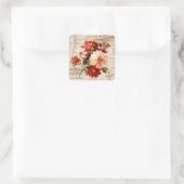 Vintage florale gemischte Blume eleganter Aufklebe Quadratischer Aufkleber (Tasche)