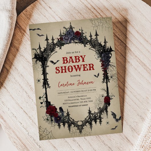 Vintage florale Gothic-Babydusche Einladung
