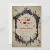 Vintage florale Gothic-Babydusche Einladung (Vorderseite)