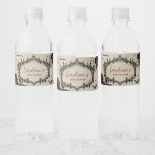 Vintage florale Gothic-Babydusche Wasserflaschenetikett