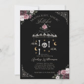 Vintage florale Gothic Mobile Spooky Kinderdusche Einladung (Vorderseite)