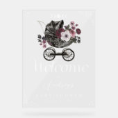 Vintage florale Gothic Stroller Babydusche Willkom Acrylschild (Vorderseite)