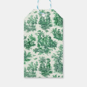 Vintage florale grüne Toile Jouy Monogramm Geschenkanhänger (Rückseite)