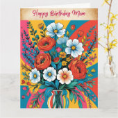 Vintage florale Happy Birthday Card Karte (Gelbe Blume)