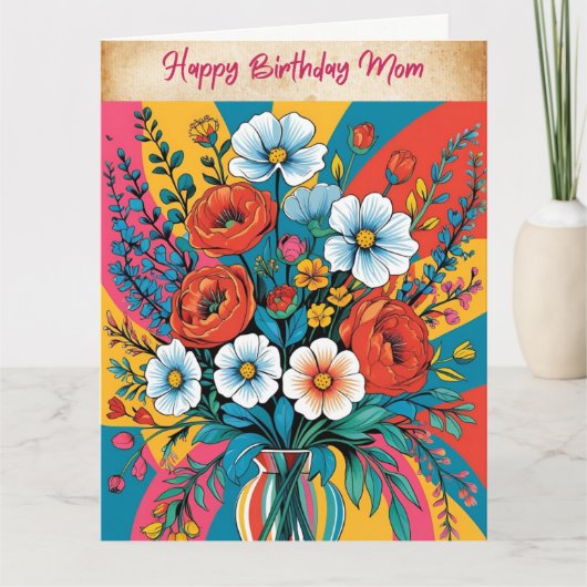 Vintage florale Happy Birthday Card Karte (Vorderseite)