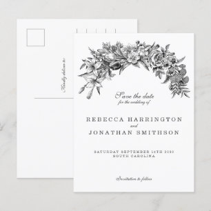 Vintage Florale Hochzeit Save The Date Postkarte