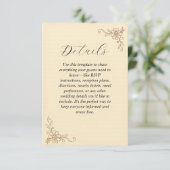 Vintage florale Hochzeitskarte Begleitkarte (Stehend Vorderseite)