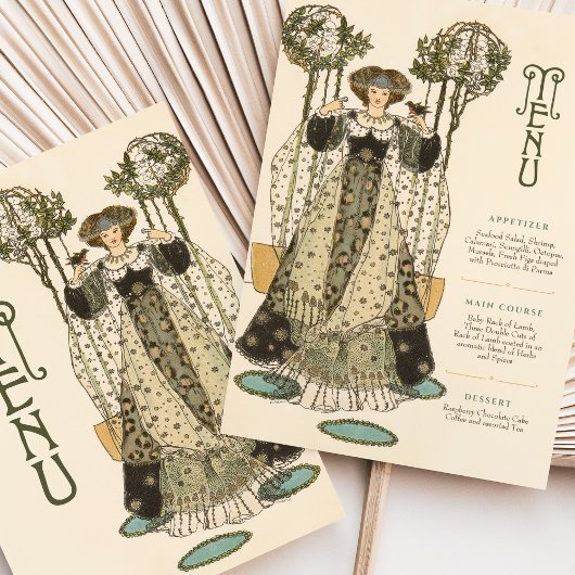 Vintage florale Jugendstil-Hochzeitkarte Einladung