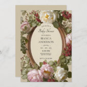 Vintage florale Jugendstil-Kinderdusche Einladung (Vorne/Hinten)