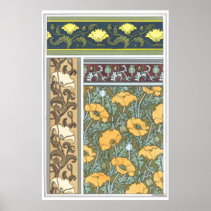 Vintage florale Jugendstil Mohn Blume Poster